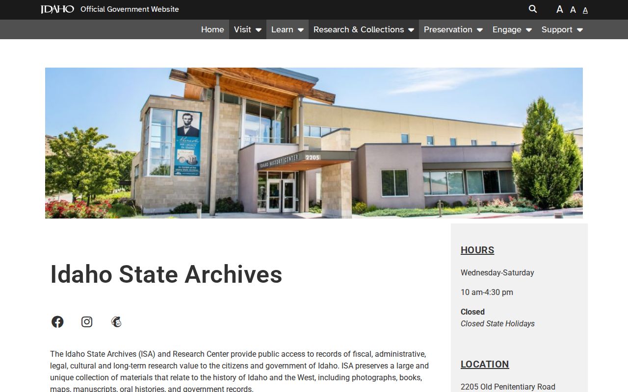 Idaho State Archives access and research resources